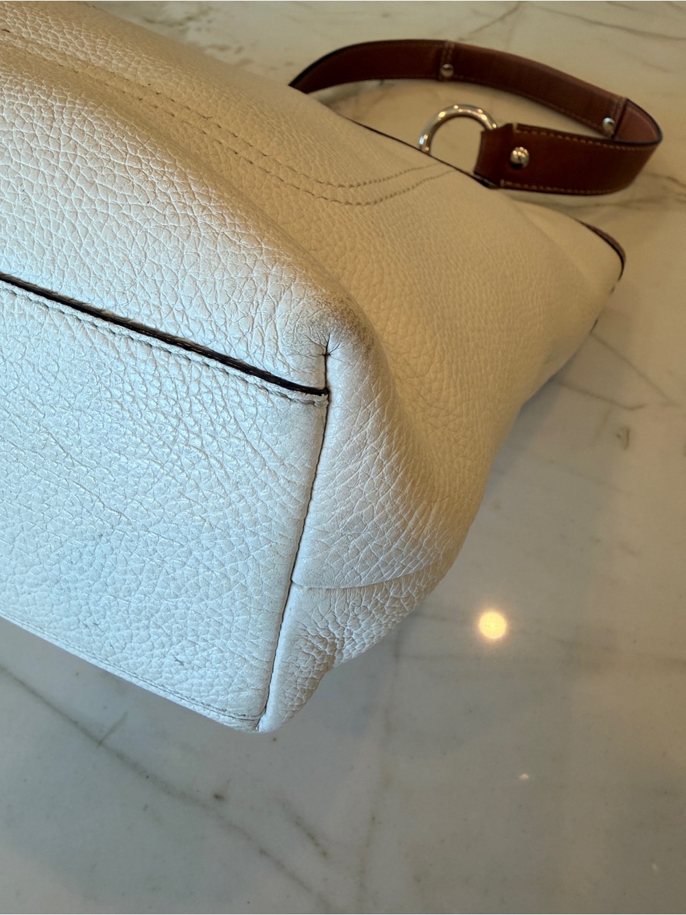 Coach Penelope F14683 Pebbled Cream  Leather Shoulder Tote 👜 - Picture 8 of 16